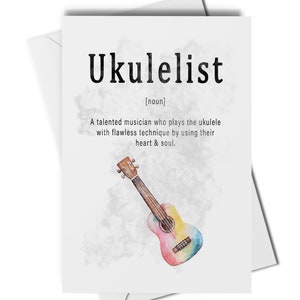 Tarjeta de felicitación con la definición de ukelele, tarjeta para jugadores de ukelele, tarjeta de cumpleaños para jugadores de ukelele, recuerdo para jugadores de ukelele