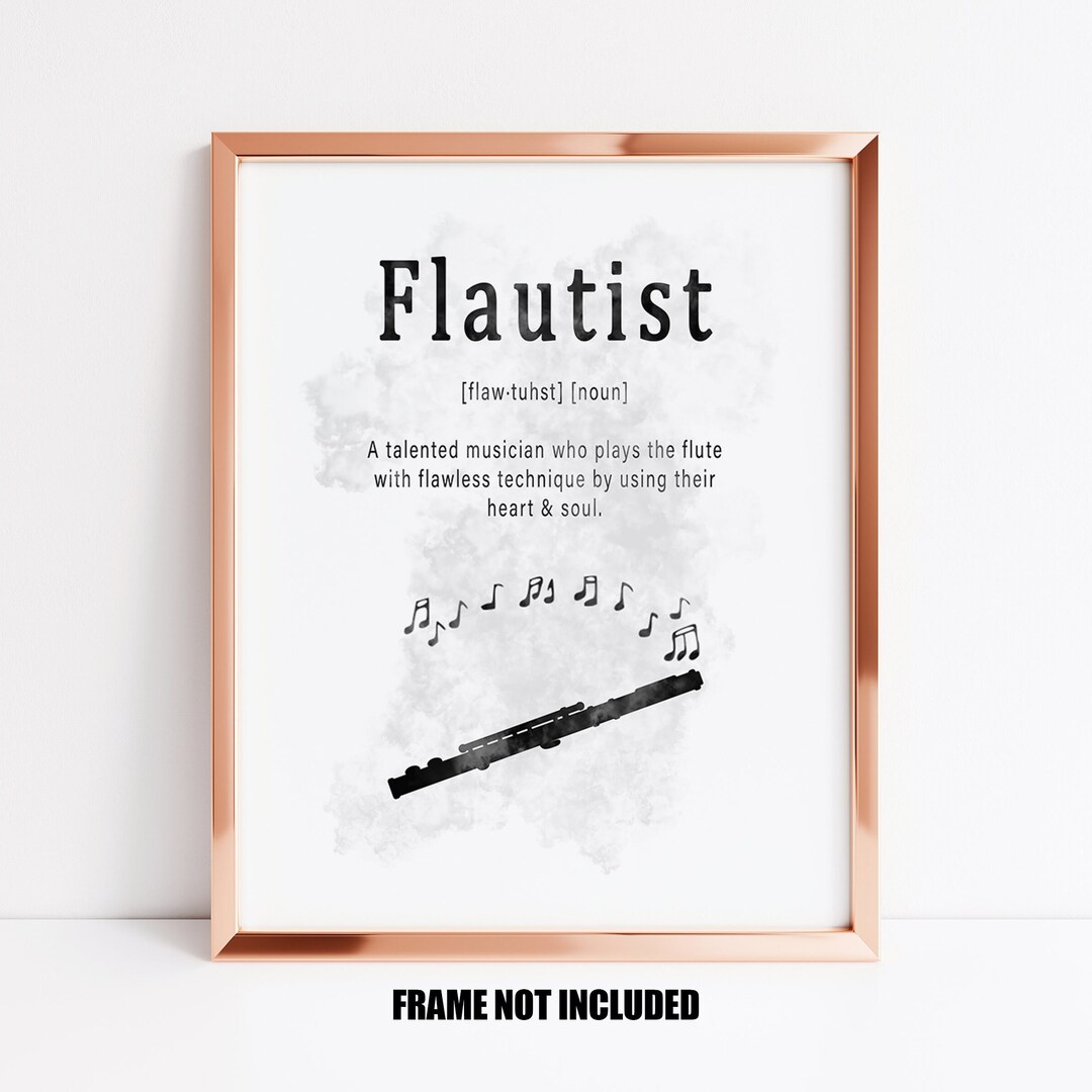 Flautist Definition Art Print, Gift for Flute Player, Flautist Keepsake
