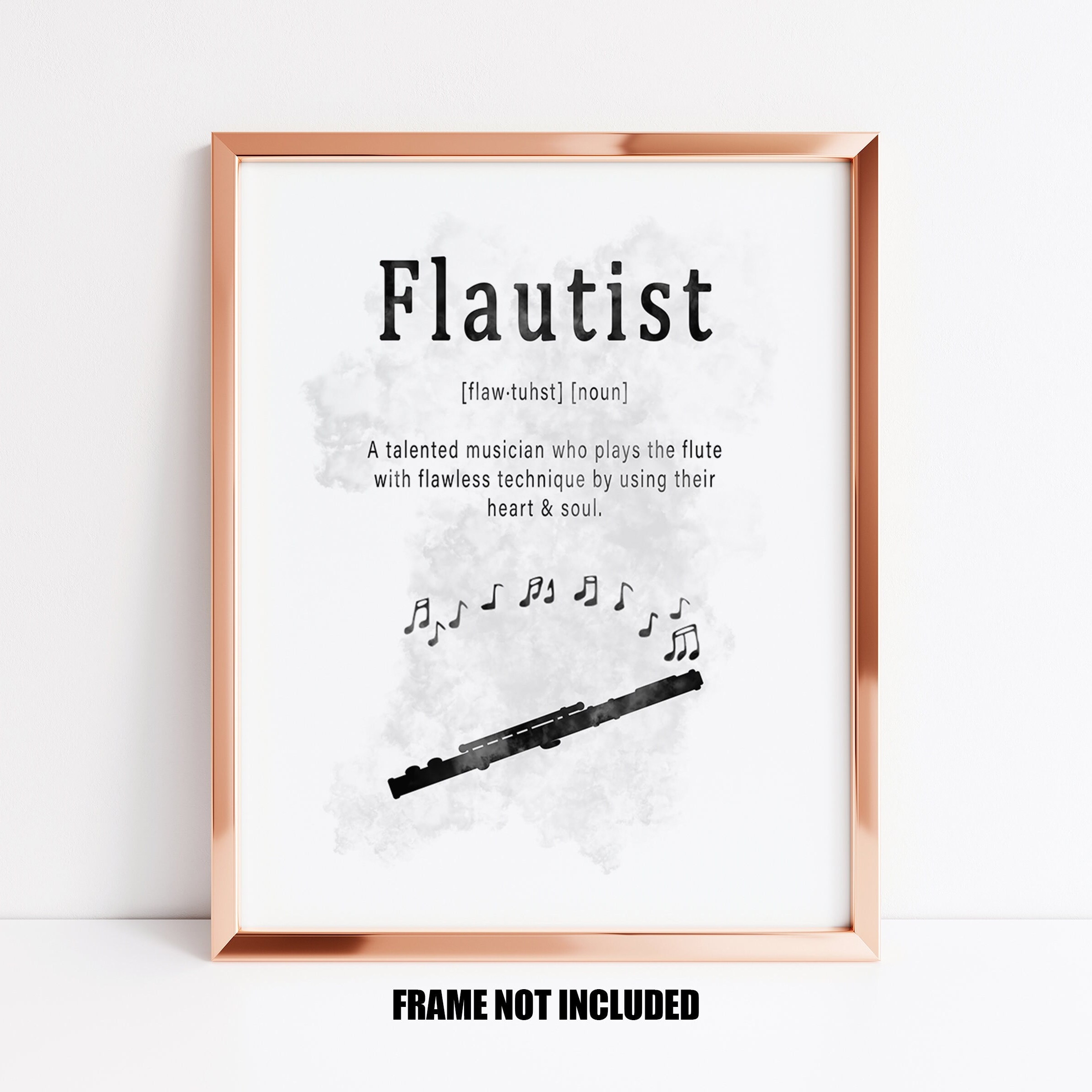 Flautist Definition Art Print, Gift for Flute Player, Flautist Keepsake
