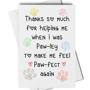 Tarjeta de agradecimiento al veterinario, tarjeta del perro al veterinario, tarjeta del gato al veterinario, tarjeta al centro veterinario, gracias hospital veterinario