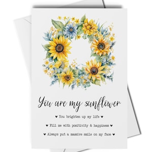Tu es ma carte tournesol, juste parce que carte, carte positivité, carte Je t'aime, carte tournesol pour partenaire, carte amoureux de tournesol, se sentir bien