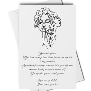 Personalised best friend appreciation card, thank you best friend card, dear best friend card, BBF appreciation, second self friend card