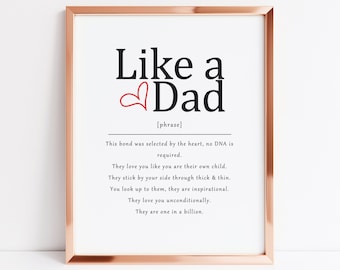 Like a dad definition art print, gift for stepdad, stepped up father gift, you're like a dad to me gift, bonus dad gift, father figure gift