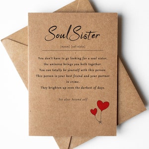 Carte de définition âme soeur, carte pour meilleur ami, carte pour meilleure amie, carte soeur d'un autre monsieur, cadeau pour ami, carte de demoiselle d'honneur