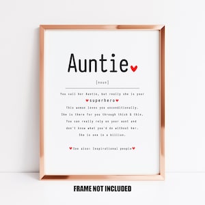 Auntie definition art print, sentimental Aunt gift, Auntie gift for any occasion, Auntie birthday gift, Auntie keepsake, Auntie appreciation