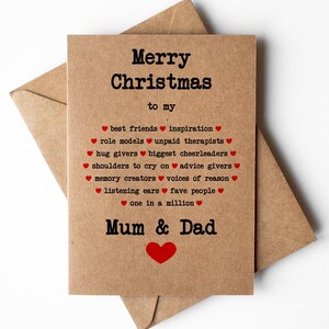 Tarjeta de Navidad para mamá y papá, tarjeta de Navidad amorosa para mamá y papá, tarjeta de Navidad para padres, tarjeta de hija, tarjeta de hijo, tarjetas festivas
