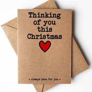 Je pense à vous cette carte de Noël, chagrin à Noël, carte de sympathie de Noël, carte de divorce de Noël, carte de Noël difficile