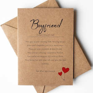 Tarjeta de definición de novio, tarjeta de San Valentín para novio, tarjeta de aniversario para novio, tarjeta de cumpleaños para novio, regalo para novio