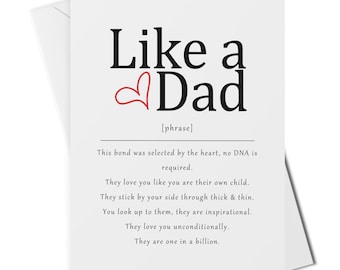 Like a dad definition card, card for a father figure, stepped up dad card, stepdad card, stepfather card, father in law card, like a father