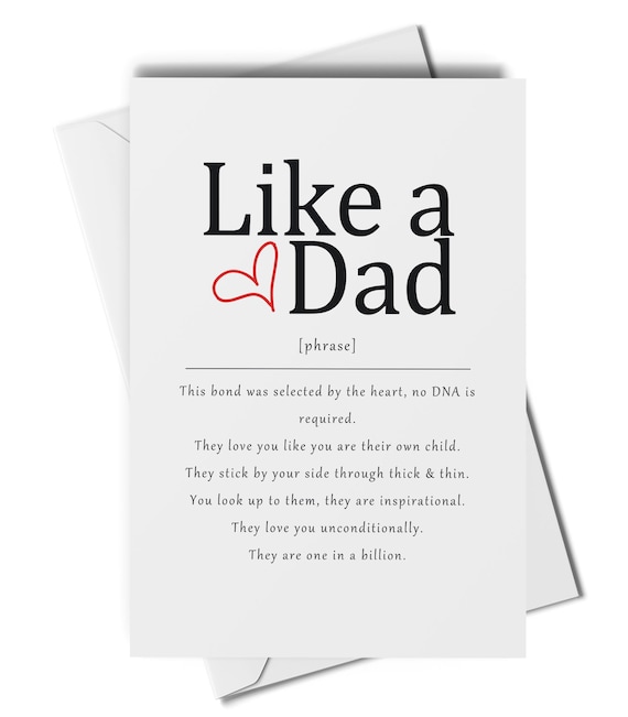 Like a dad definition card, card for a father figure, stepped up dad card, stepdad card, stepfather card, father in law card, like a father