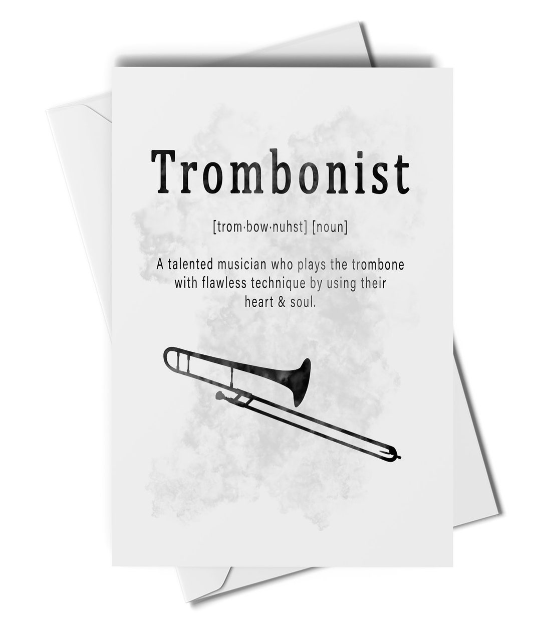 Trombonist Definition Greetings Card, Trombone Player Card, Birthday