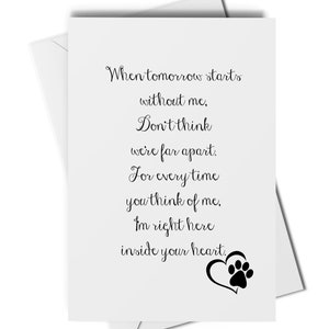 Animal de compagnie avec carte de sympathie, perte d'animal de compagnie, carte commémorative d'animal de compagnie, carte de souvenir d'animal de compagnie, carte de perte de chien, carte de perte de chat, carte de condoléances pour animal de compagnie, carte d'empreinte de patte