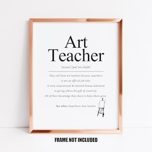 Definición de profesor de arte, impresión artística, regalo para profesor de arte, agradecimiento al profesor de arte, regalo de fin de año escolar, decoración del aula de arte, regalos escolares