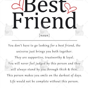 Carta di definizione del migliore amico, carta del migliore amico per ogni occasione, apprezzamento del migliore amico, carta bestie, carta bff, carta di compleanno del migliore amico immagine 3