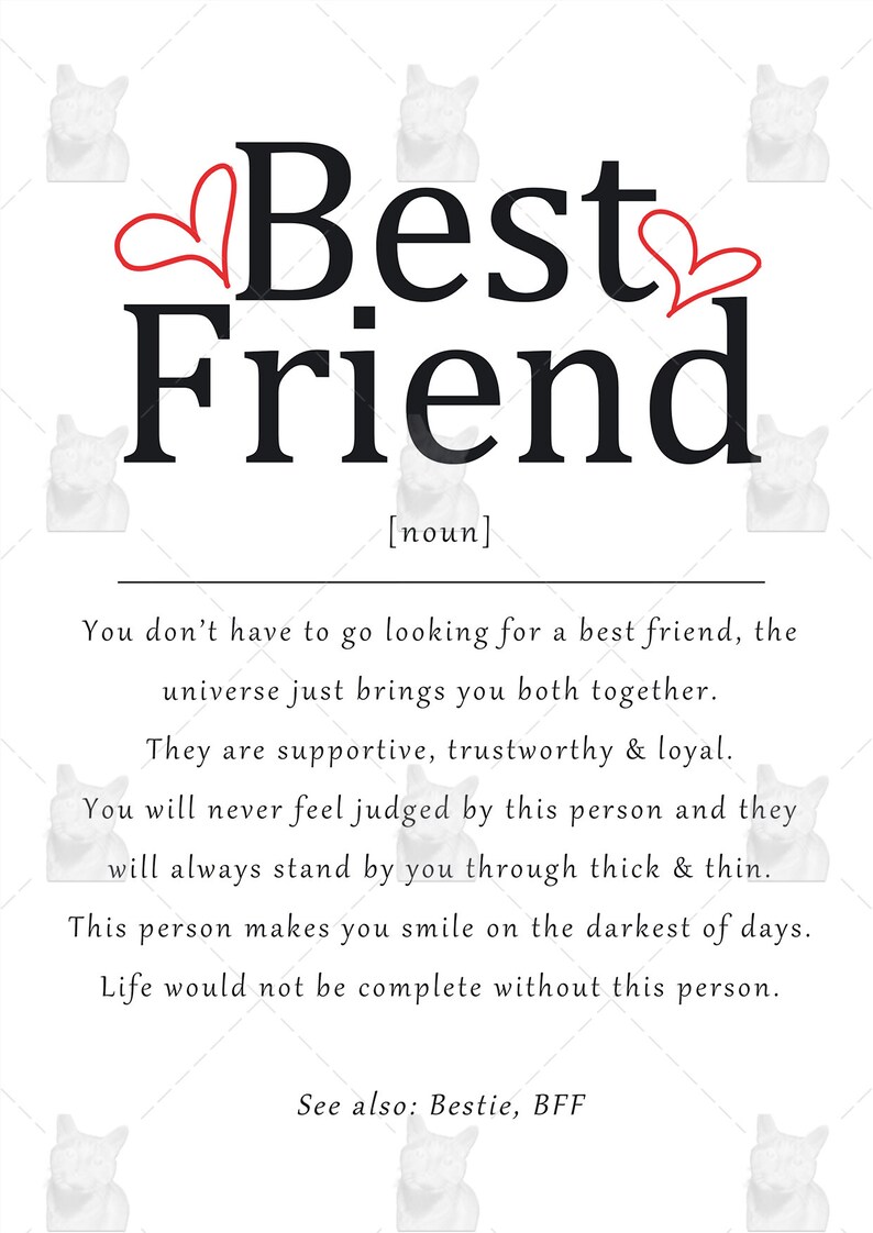 Carta di definizione del migliore amico, carta del migliore amico per ogni occasione, apprezzamento del migliore amico, carta bestie, carta bff, carta di compleanno del migliore amico immagine 3