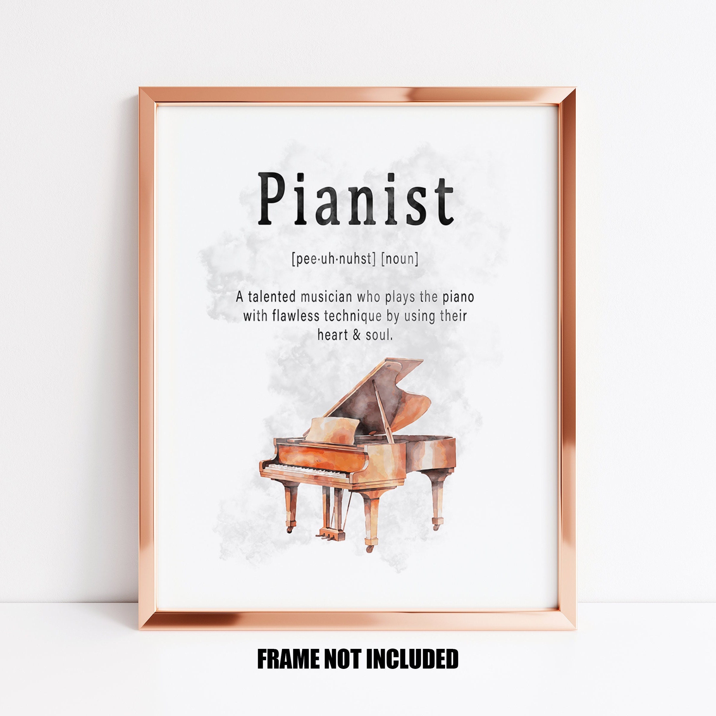 Pianist Definition Art Print or Greetings Card, Piano Player Gift