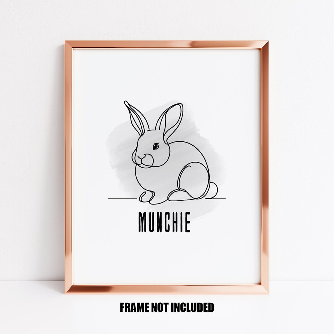 Personalised Rabbit Art Print or Greetings Card, Rabbit Line Art ...