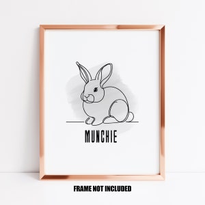 Personalised rabbit art print or greetings card, rabbit line art, custom rabbit card or print, rabbit remembrance gift, rabbit decor, gift