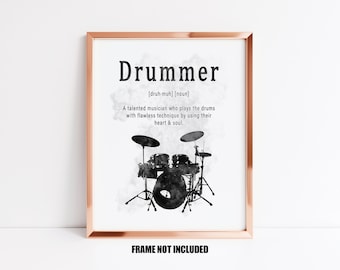 Drummer definition art print, gift for drums player, gift for drummer, gift for musician, drummer home decor, music room decor, drum decor