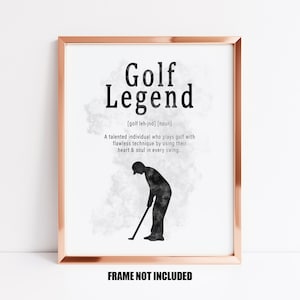 Tarjeta de felicitación de leyenda del golf masculina o impresión de arte, regalo de cumpleaños para jugador de golf, tarjeta en blanco para golfista, tarjeta de cumpleaños para golfista, impresión de arte de golf