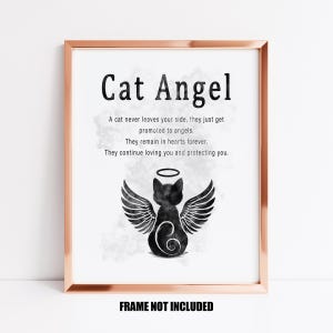 Cat angel art print, cat loss print, cat memorial, cat with sympathy gift, pet loss, pet with sympathy gift, black cat memorial print