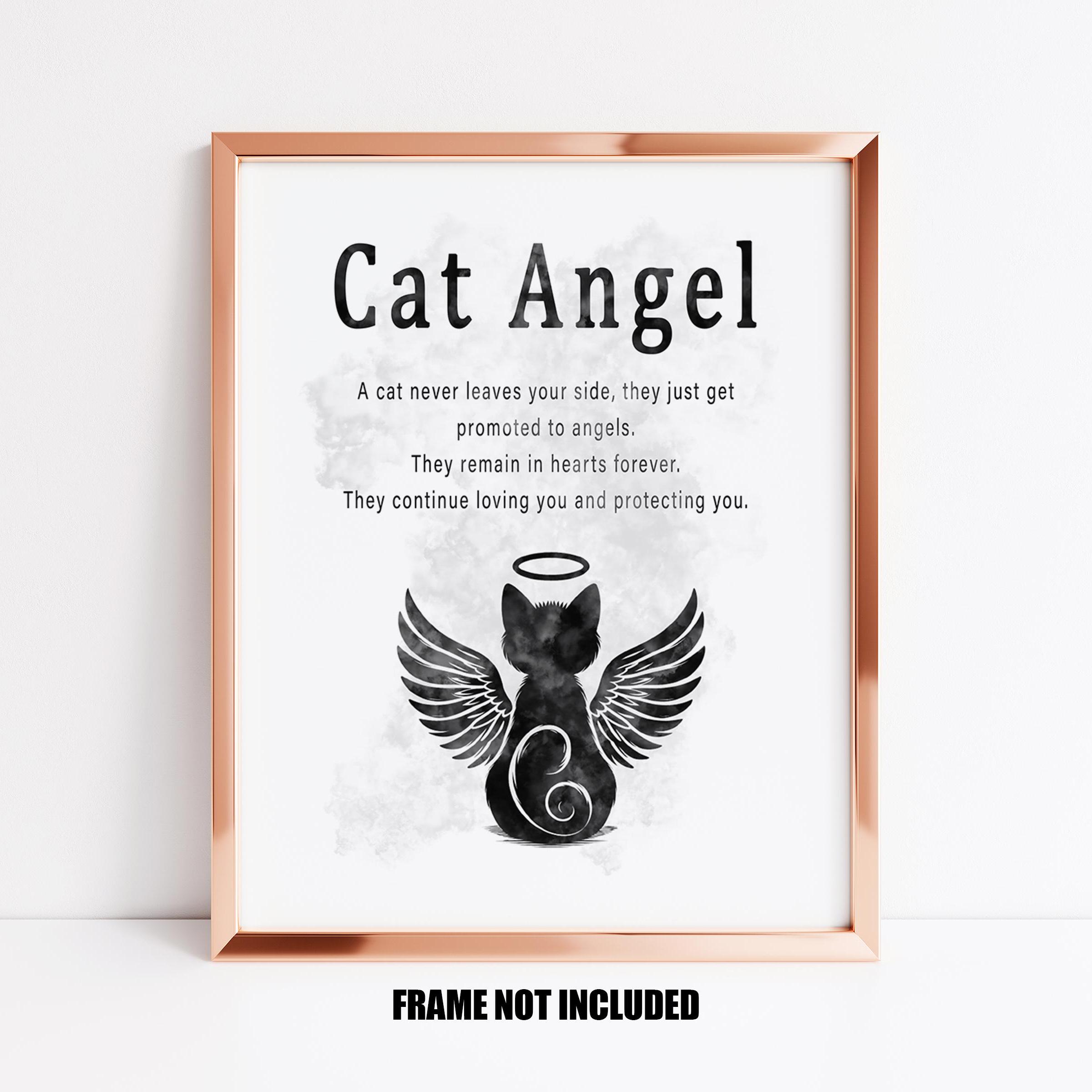Cat Angel Art Print, Cat Loss Print, Cat Memorial, Cat With