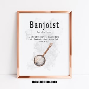 Impresión de arte de definición banjoista o tarjeta de felicitación, regalo para el jugador de banjo, tarjeta para el jugador de banjo, recuerdo para el jugador de banjo, regalo de estudiante de banjo