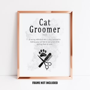 Tarjeta de definición de peluquero de gatos o impresión de arte, regalo para peluquero de gatos, tarjeta para peluquero de gatos, gracias peluquero de gatos, regalo de maestro de cuidado de gatos