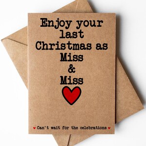 Disfruta de tu última Navidad como Señorita y Señorita tarjeta, última Navidad como tarjetas, Tarjeta de Navidad para Señorita y Señorita, Tarjeta de Navidad para Futura Señora y Señora