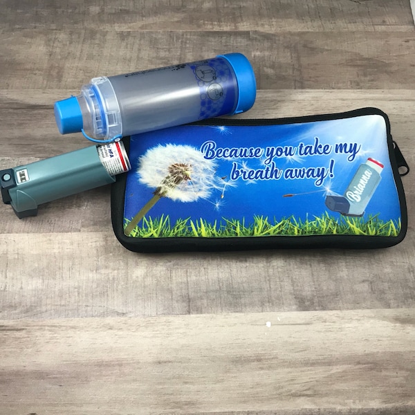 Custom outdoor allergy themed insulated Inhaler and Spacer Bag, School Inhaler, Inhaler storage, inhaler case