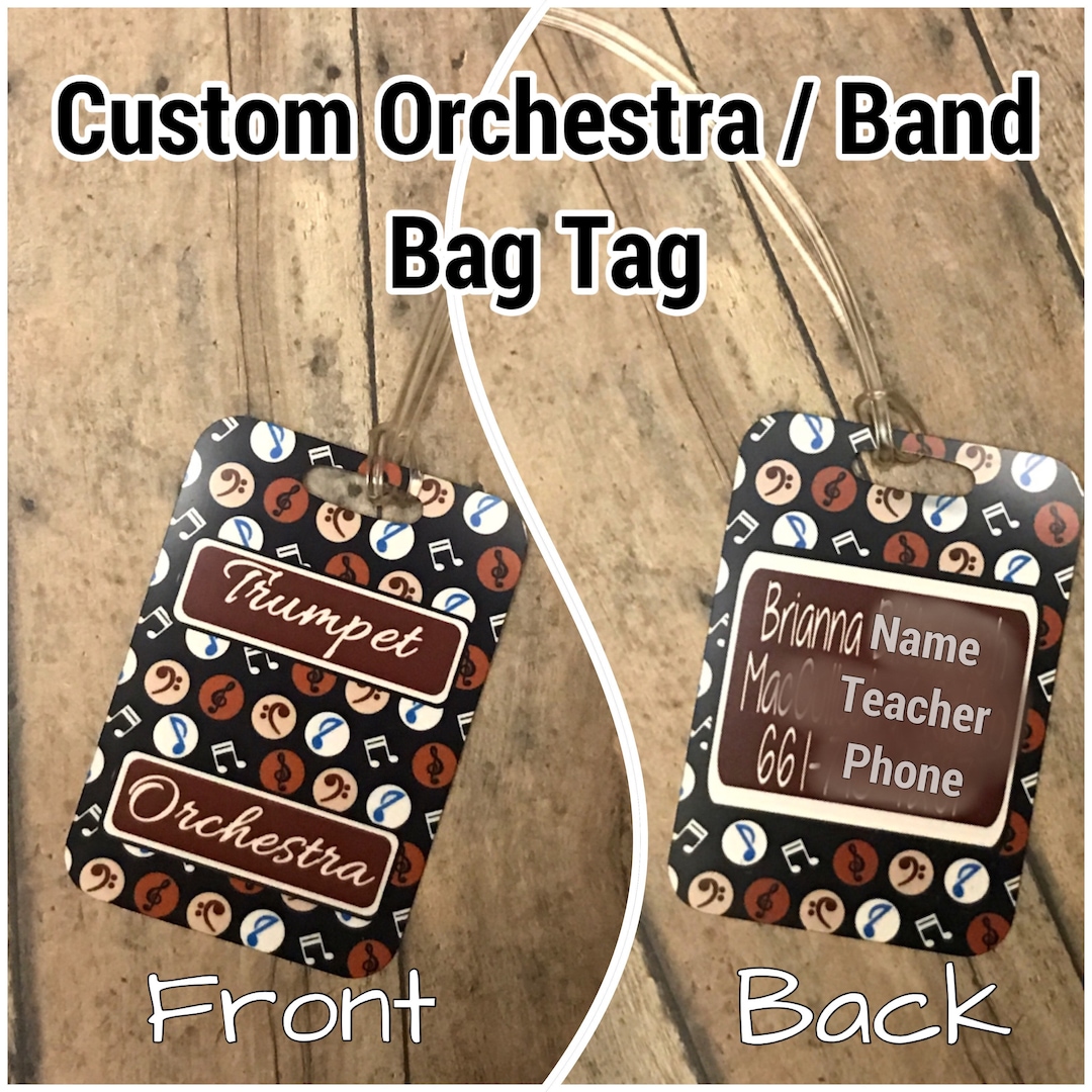 Custom Instrument Case Tags Custom Metal Double Sided Band or Orchestra Instrument Bag Tag. Perfect ...