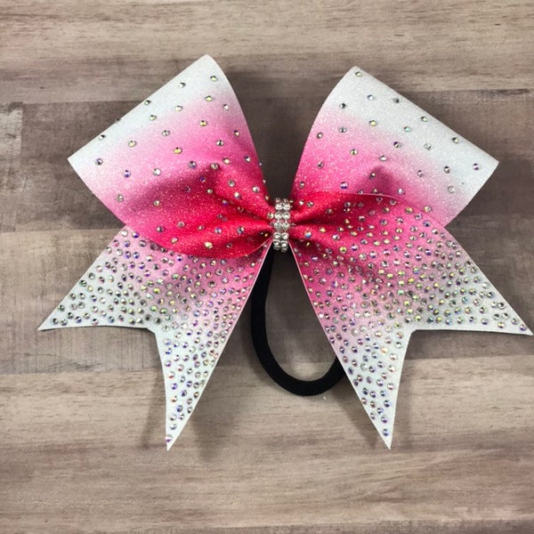 Rhinestone cheer bow, pink bow, cheerleader gift, cheerleading, Ombre bow, hot pink bow, bling cheer bow, cheap cheer bow