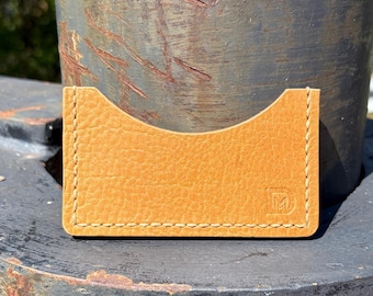 Mammoth Bison Peanut Heritage Leather Horizontal Front Pocket Wallet