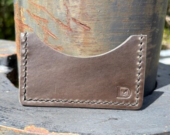 Irish Pewter Heritage Leather Horizontal Front Pocket Wallet with Black Thread