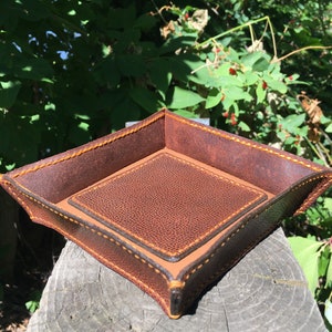 Small Brown & Breen Leather Valet Tray