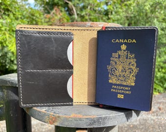 Black and Portage Red Heritage Leathers Family (Double/Triple) Can/USA Passport Wallets