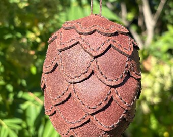 Flesh-Out Camel Heritage Leather Pinecone Ornament