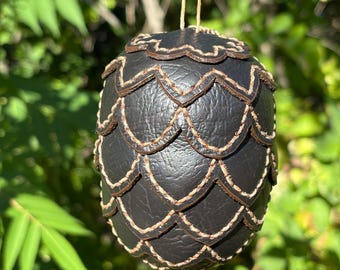 Brango Burnt Orange Heritage Leather Pinecone Ornament