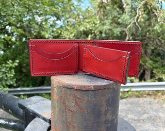 Portage Red Heritage Leather 7 Slot Clamshell Wallet with Removable Insert