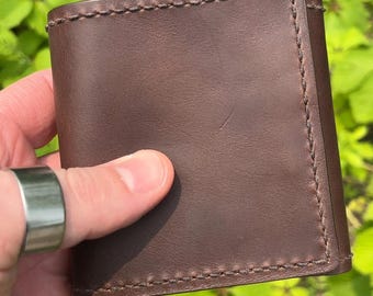 Dark Elm Milled Heritage Leather Trifold Wallet