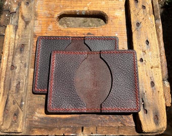 Brazil Rock Salt Heritage Leather Clamshell 6 Card Front Pocket Wallets