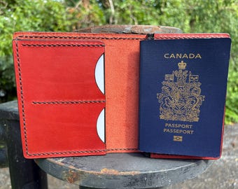 Portage Red and Black Heritage Leathers Family (Double/Triple) Can/USA Passport Wallets