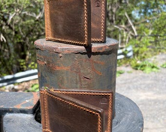 Bighorn Golden Heritage Leather 5 Slot Money Clip Slim Wallets