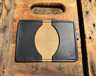 Ebony Truffle Heritage Leather Clamshell 6 Card Front Pocket Wallets