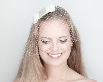 Birdcage Wedding Headdress White Wedding Hat Lace Veiling Etsy