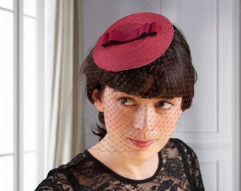 Birdcage Fascinator Red Vintage Style Veil Red Short Hair Etsy