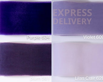 Ruban de velours violet 22, 36, 50 mm de large pour la couture, cadeaux, décoration, couronnes, bricolage. Qualité suisse en 72 couleurs !