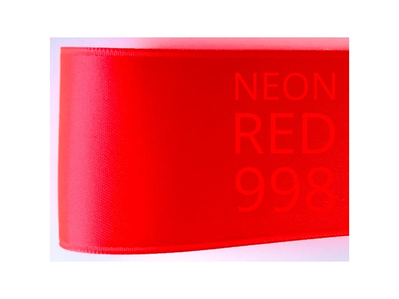 Satin Ribbon, 5 Neon Colors, 2.5 and 4 Cm Wide, Fluorescent