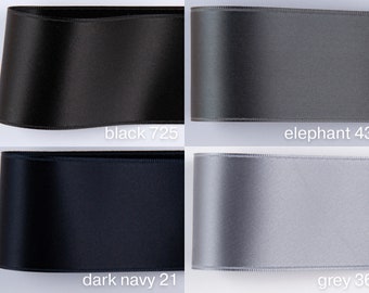 Satin ribbon in Grey, Pigeon Gray. 1, 1.6, 2 inch Width. Sewing, craft, decoration, gothic, floristry, jewellery. Swiss quality, 100 colors!