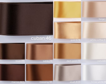 Brown Satin ribbon, 2,5 cm, 4 cm, 5 cm width. For tailoring, deco, wreaths, floristry, Christmas, gifts! Swiss luxury quality in 100 colors!